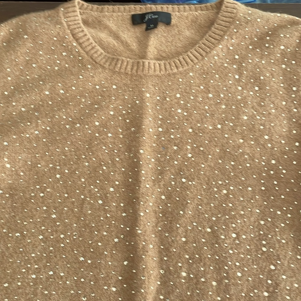 J. Crew tan sweater with sparkling detail